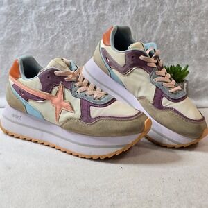 W6YZ Just Say Wizz Platform Sneakers EU40 US8 Beige Multi‎ Colorblock